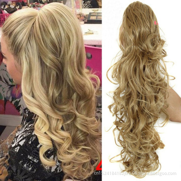 12-26inch clip on claw ponytail hair extension synthetic curly brown ponytail enxtension hair for women pony tail hair hairpiece
